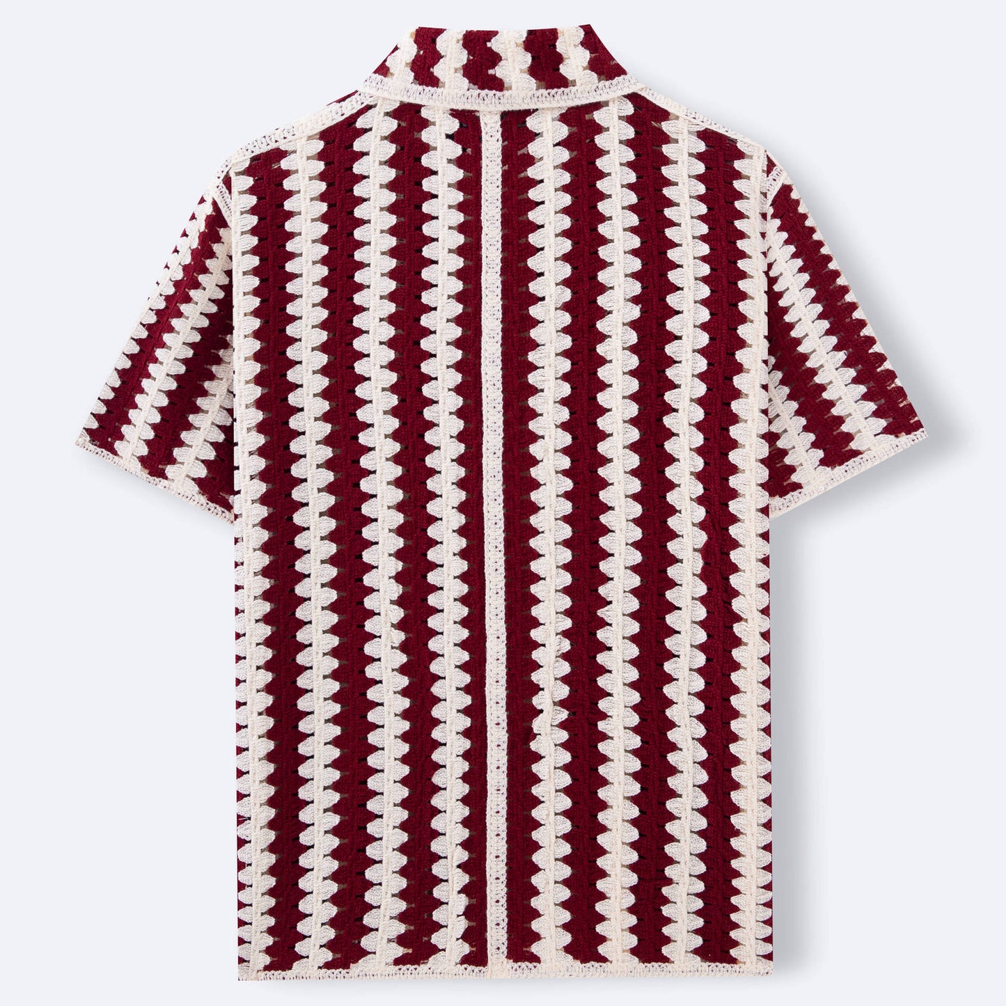 Vintage Stripe Knitwear Crocheted Short-sleeved Hollow Shirt
